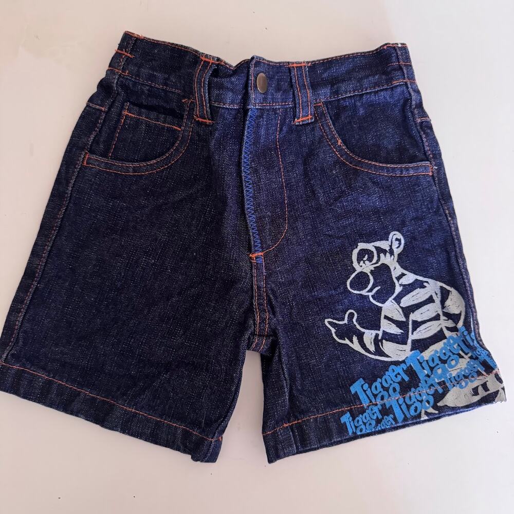 Vintage Disney Tigger Winnie the Pooh Denim Jeans Shorts Baby Boy 12 Months